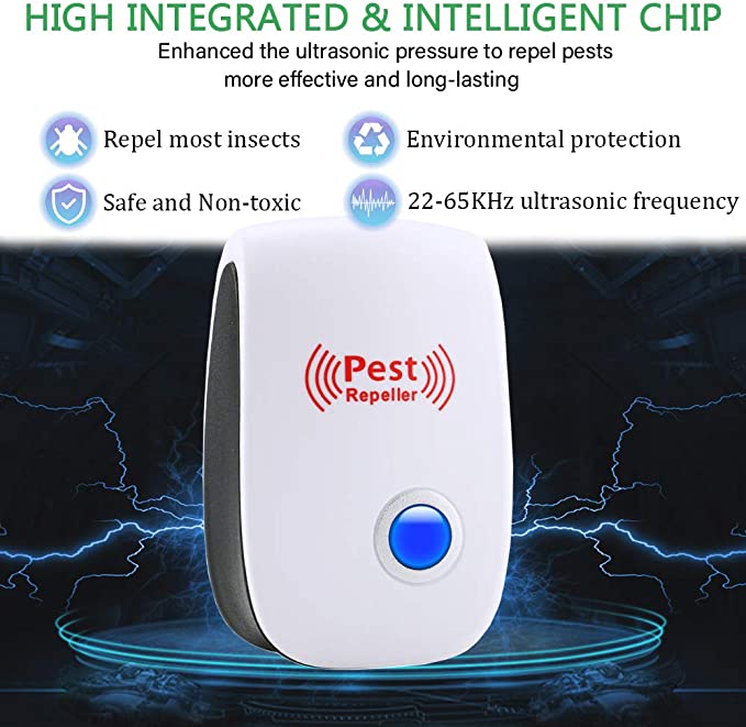 Ultrasonic Pest Repeller with Adaptive Frequency Cycling and Plug-In Design, 100-800 Sq Ft