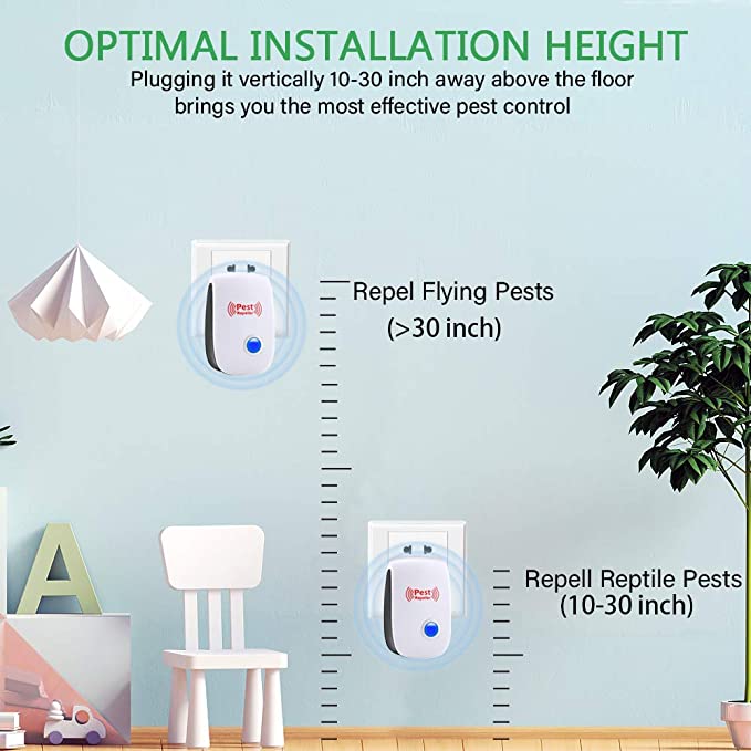 Ultrasonic Pest Repeller with Adaptive Frequency Cycling and Plug-In Design, 100-800 Sq Ft