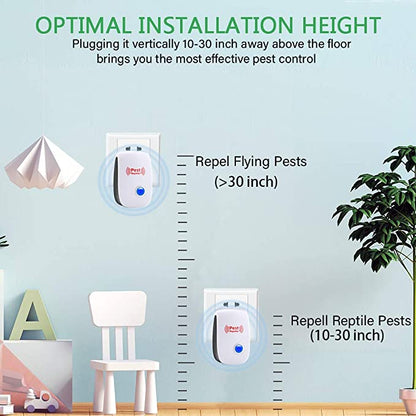 Ultrasonic Pest Repeller with Adaptive Frequency Cycling and Plug-In Design, 100-800 Sq Ft