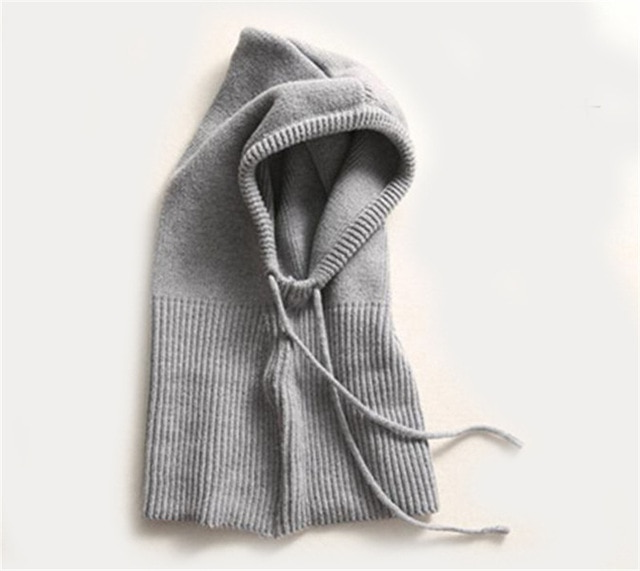 Cashmere Knit Hat with Adjustable Hood and Packable Lightweight Construction, Solid Pattern