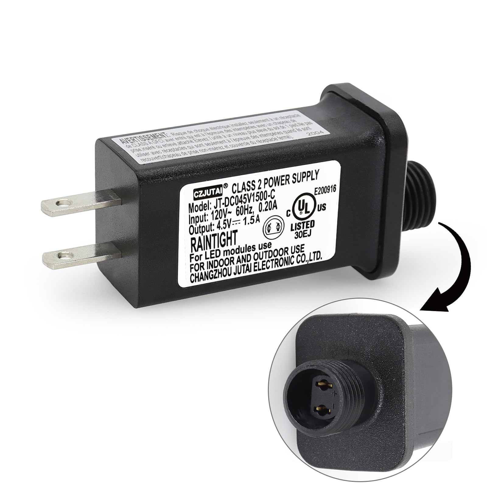 PREMIER ADAPTER Power Supply CZJUTAI JT-DC045V1500-IP44 4.5V 1.5A for Christmas, String, Projector, Lawn, Inflatable Devices (1 