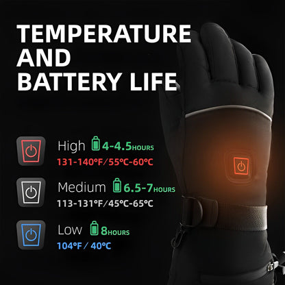 Heated Gloves with Rapid Heat-Up and Rechargeable Battery, Water Resistant