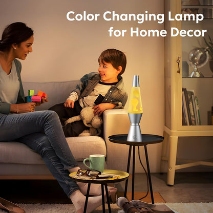 Ambient Lava Lamp with RGBW LED Base and Remote, 14.5in Tempered Glass Cylinder