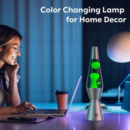 Ambient Lava Lamp with RGBW LED Base and Remote, 14.5in Tempered Glass Cylinder