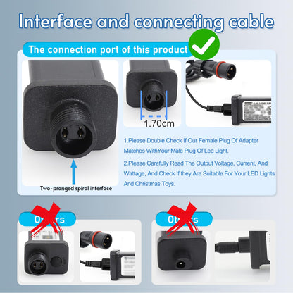 4.5V DC Power Adapter with 1.5A Output and Compact Black Housing, for Decorative Lights