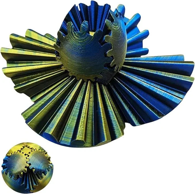 Gear Ball Fidget with Interlocking Gears and Textured Surface, Pocket-Sized 3.15 Inch