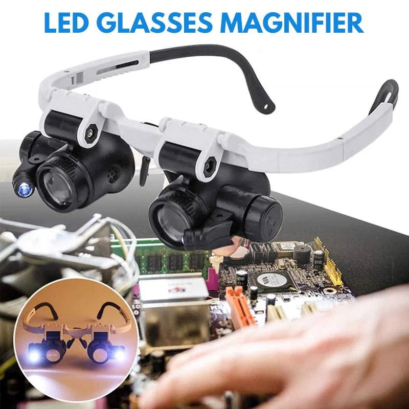 Head-Mounted Magnifier with Dual Adjustable LEDs and Interchangeable 8x/15x/23x Lenses Zolana