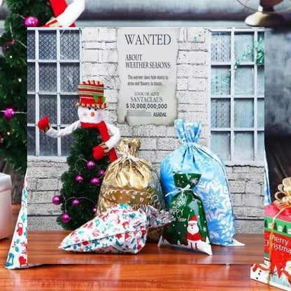 Christmas Gift Bags with Drawstring Closure and Laminated Finish, Assorted Sizes Set of 12 Zolana