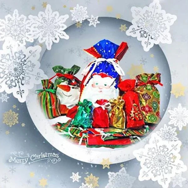 Christmas Gift Bags with Drawstring Closure and Laminated Finish, Assorted Sizes Set of 12 Zolana