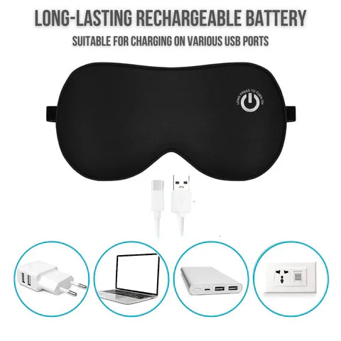 Heated Eye Mask with USB Rechargeable Battery and Three Heat Levels, Removable Silk Cover Zolana