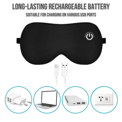 Heated Eye Mask with USB Rechargeable Battery and Three Heat Levels, Removable Silk Cover Zolana