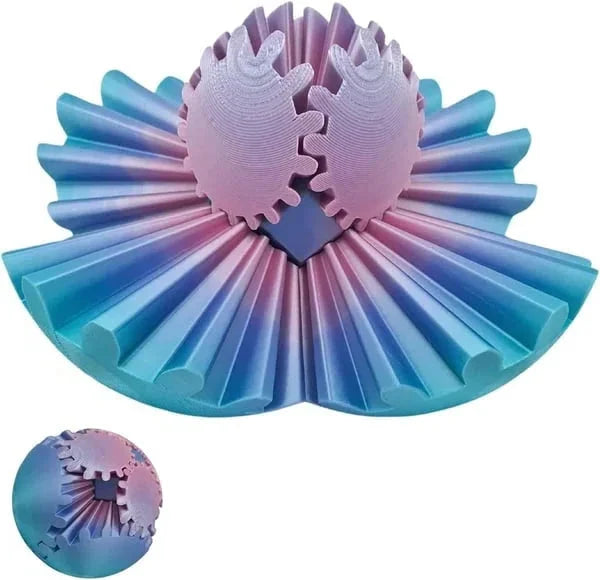 Gear Ball Fidget with Interlocking Gears and Textured Surface, Pocket-Sized 3.15 Inch