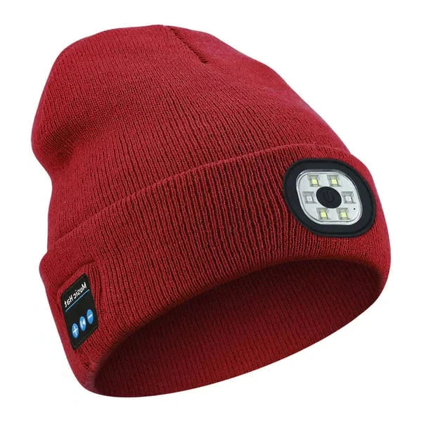 Bluetooth Beanie with Front LED Light and Built-In Speakers, USB Rechargeable Zolana
