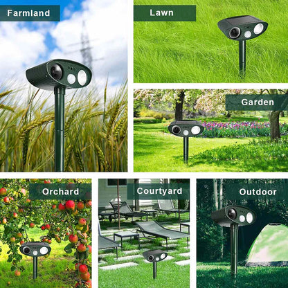 Ultrasonic Deer Repeller with Solar Panel and Motion Sensor, 4-Pack, Weatherproof