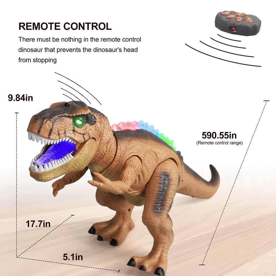 Remote Control Dinosaur Toy with Color LED Spikes and Roaring Sound, Walking Motion Zolana