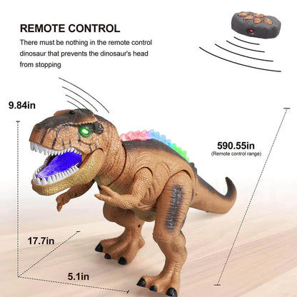 Remote Control Dinosaur Toy with Color LED Spikes and Roaring Sound, Walking Motion Zolana