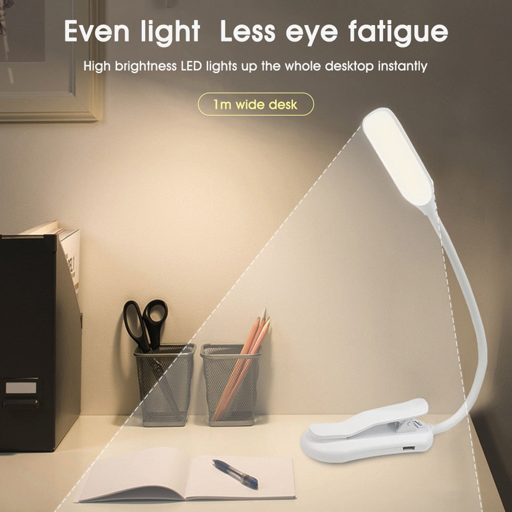 Book Light with Clamp and Adjustable Color Modes, USB Rechargeable Zolana