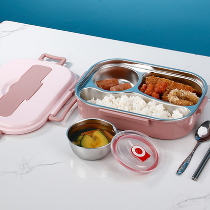Stainless Steel Lunch Box with Leak-Resistant Seal and Multiple Compartments, Insulated