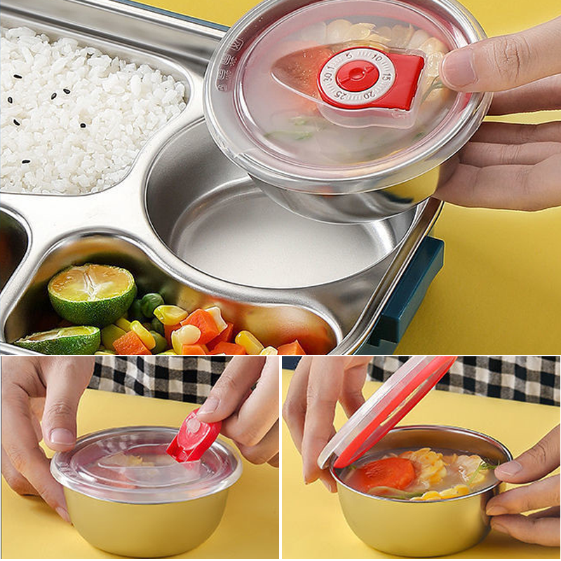 Stainless Steel Lunch Box with Leak-Resistant Seal and Multiple Compartments, Insulated
