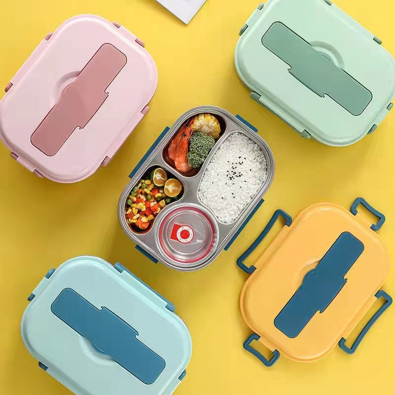 Stainless Steel Lunch Box with Leak-Resistant Seal and Multiple Compartments, Insulated