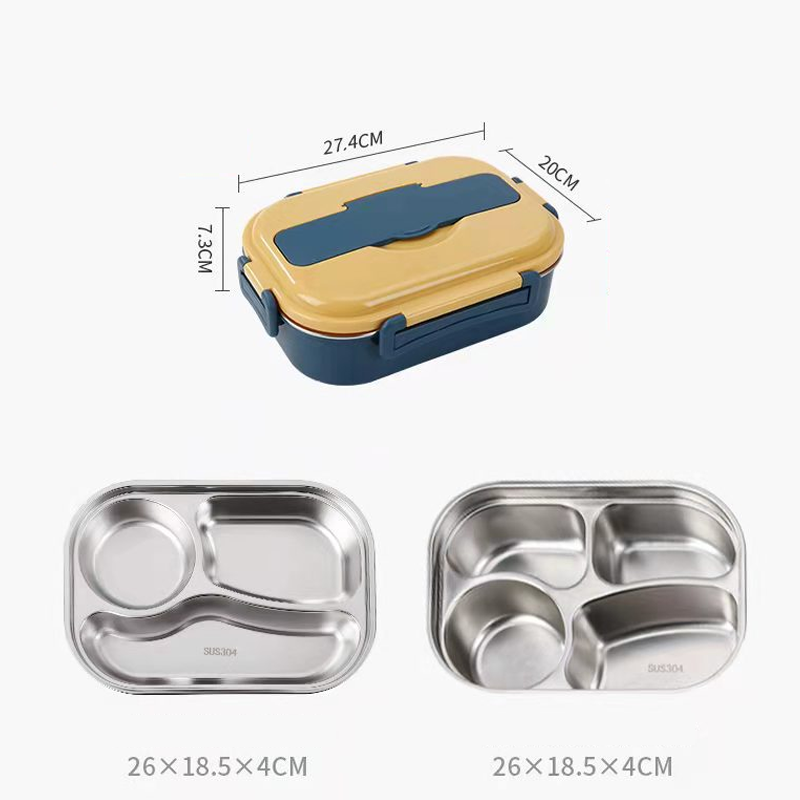 Stainless Steel Lunch Box with Leak-Resistant Seal and Multiple Compartments, Insulated
