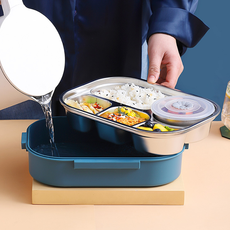 Stainless Steel Bento Lunch Box with Snap-Lock Lid and Removable Divider, Insulated