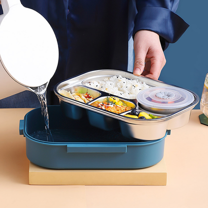 Stainless Steel Lunch Box with Leak-Resistant Seal and Multiple Compartments, Insulated