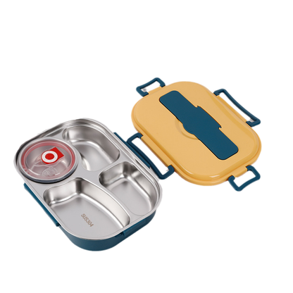 Stainless Steel Bento Lunch Box with Snap-Lock Lid and Removable Divider, Insulated