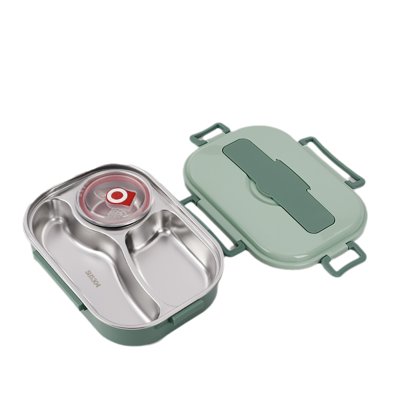 Stainless Steel Lunch Box with Leak-Resistant Seal and Multiple Compartments, Insulated