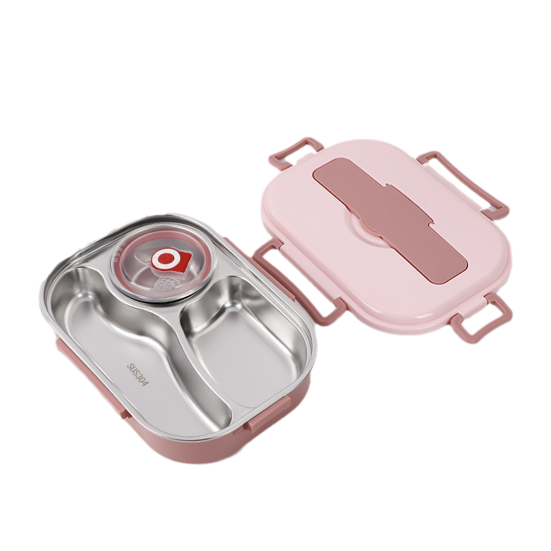 Stainless Steel Lunch Box with Leak-Resistant Seal and Multiple Compartments, Insulated