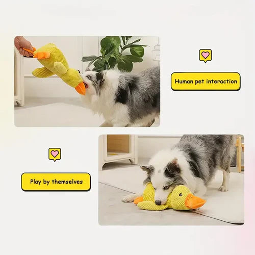 Plush Squeaky Dog Toy with Deep Low Quack and Soft Washable Body, 9.8 x 8.6 in Zolana