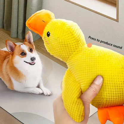 Plush Squeaky Dog Toy with Deep Low Quack and Soft Washable Body, 9.8 x 8.6 in Zolana