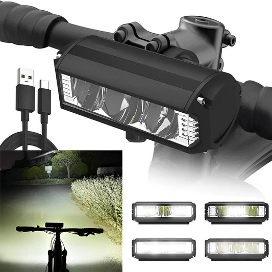 LED Bike Light with USB-C Rechargeable Battery and Quick-Attach Mount, Shock Resistant