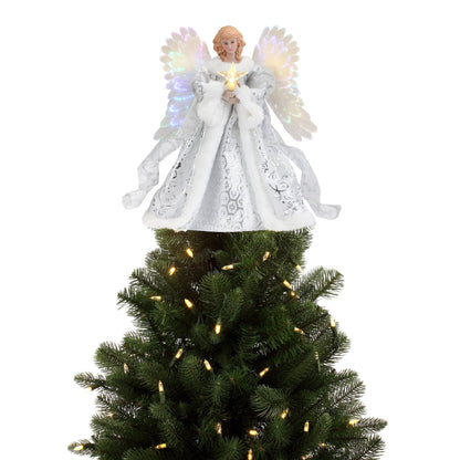 Angel Tree Topper with Animated Wings and Warm Star, Fiber Optic Lighting, 10-Foot Cord Zolana
