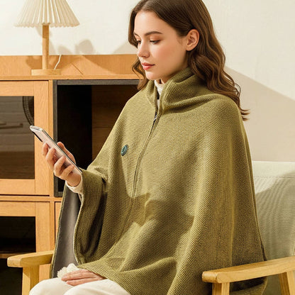 Heated Shawl with USB-C Power and Eight-Zone Carbon Fiber Heating, Zipper Closure Zolana