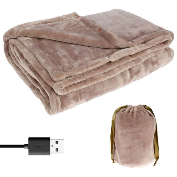 USB Heated Blanket with Cordless Power and Soft Flannel, 63 x 33 Inches