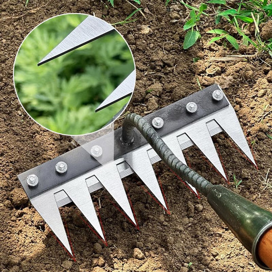 Carbon Steel Rake Head with Quick-Release Head and Rust-Resistant Finish, 5-8 Tooth Options