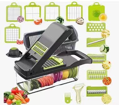 Vegetable Slicer with Interchangeable Blades and Storage Container, 18 Functions Zolana