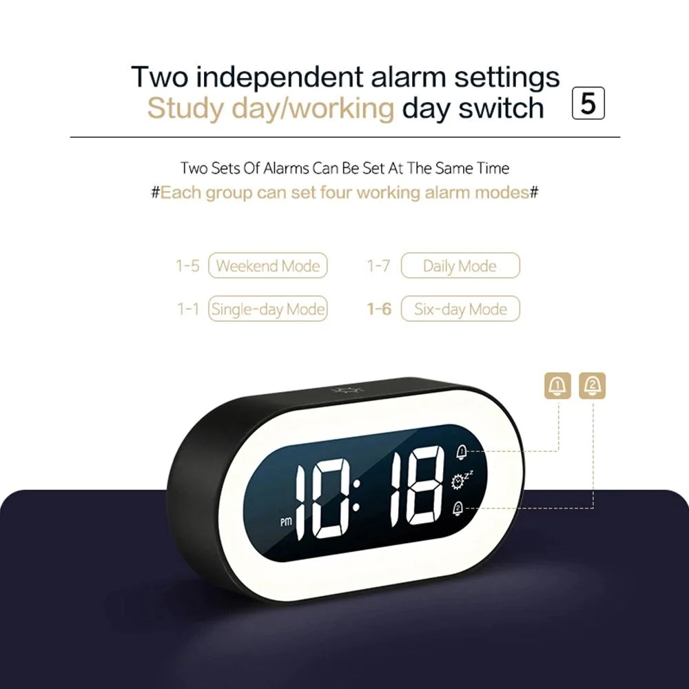 Sunrise Alarm Clock with Gradual Brightness and Dimmable Night Light, USB-C Rechargeable