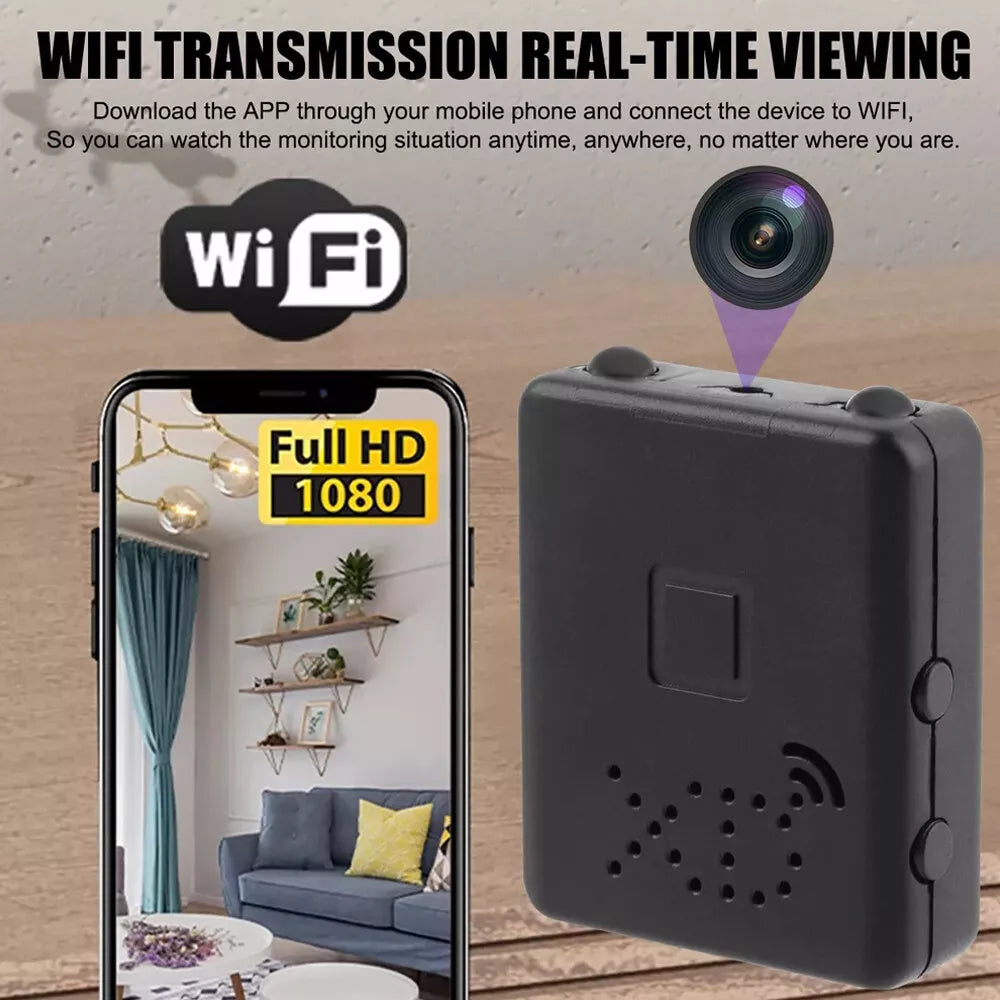 WiFi Security Camera with Night Vision and Motion Alerts, Mini 1080p 90 Degree Wide Angle