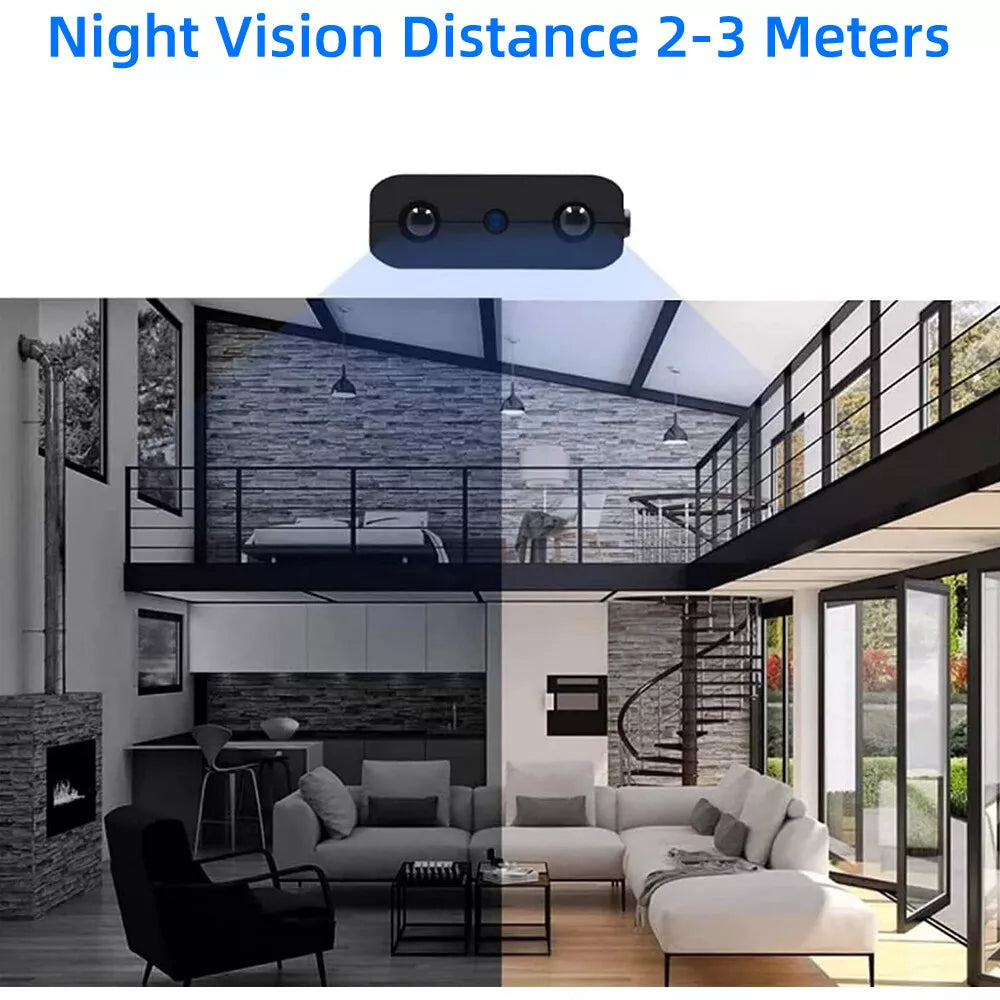 WiFi Security Camera with Night Vision and Motion Alerts, Mini 1080p 90 Degree Wide Angle