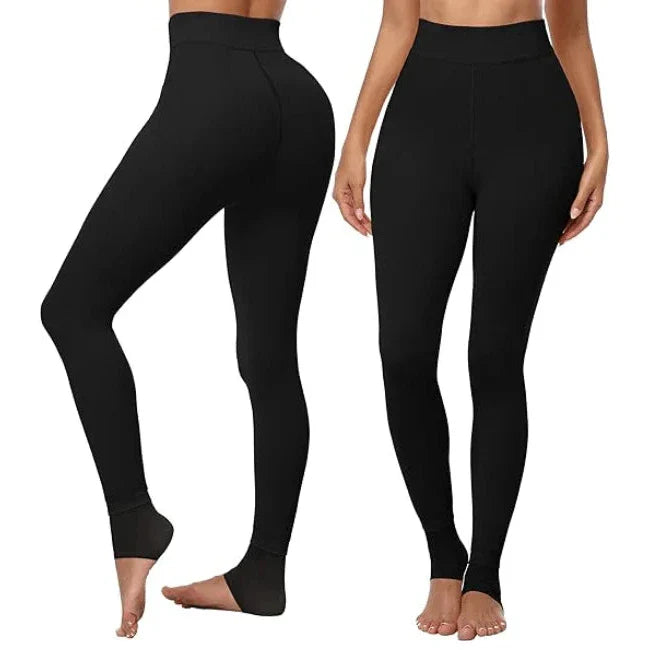 High Waist Fleece Lined Leggings with Four-Way Stretch and Breathable Temperature Control