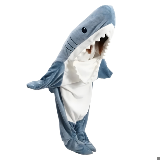 Shark Hoodie Blanket with Plush Flannel and Roomy One-Size Fit, Machine Washable