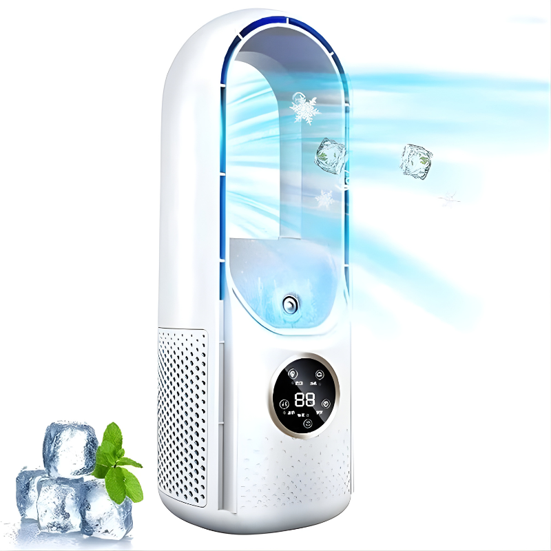 Portable Air Conditioner with Bladeless Quiet Airflow and Compact Desk-Friendly Design