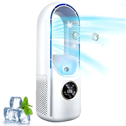 Portable Air Conditioner with Bladeless Quiet Airflow and Compact Desk-Friendly Design