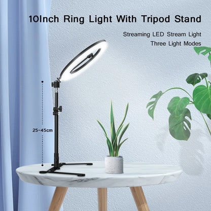 LED Ring Light with Adjustable Tripod and 360 Degree Phone Holder, USB Powered Zolana