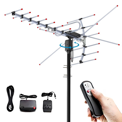 Motorized Outdoor TV Antenna with 360 Degree Rotation and Dual UHF/VHF Reception, Weatherproof Zolana