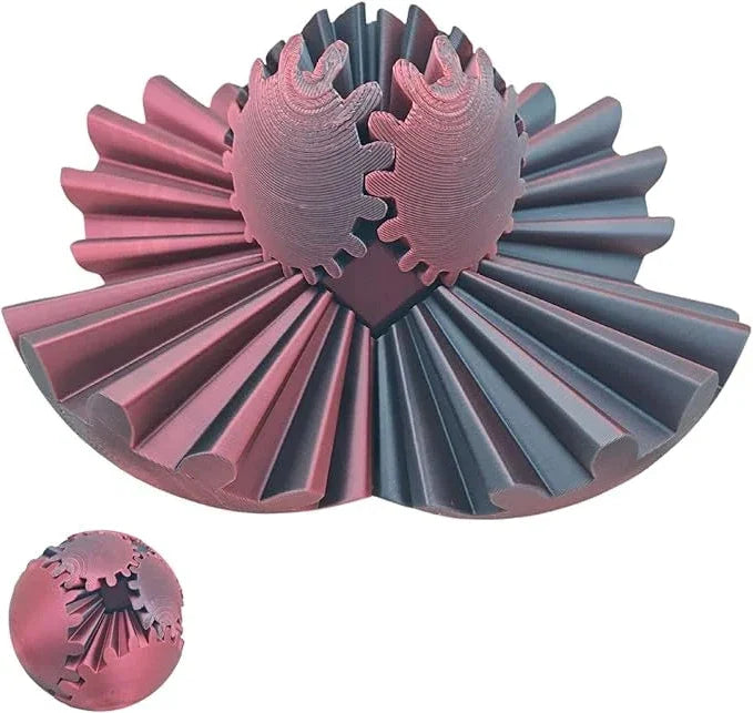 Gear Ball Fidget with Interlocking Gears and Textured Surface, Pocket-Sized 3.15 Inch