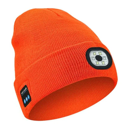 Bluetooth Beanie with LED Brim Light and Wireless Speakers, Rechargeable USB Battery