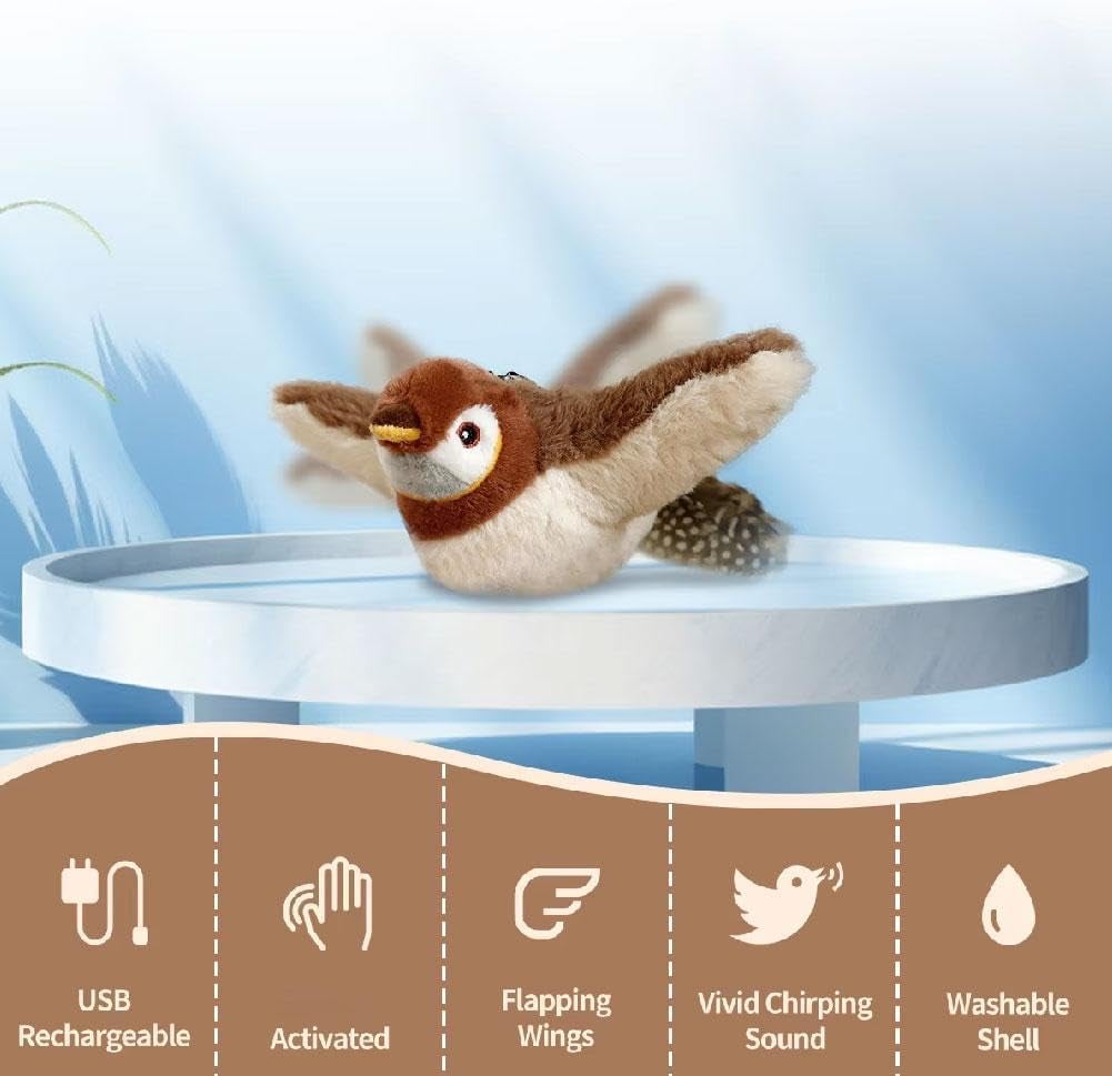 Motion-Activated Cat Toy with Lifelike Feather Tail and USB Rechargeable Battery